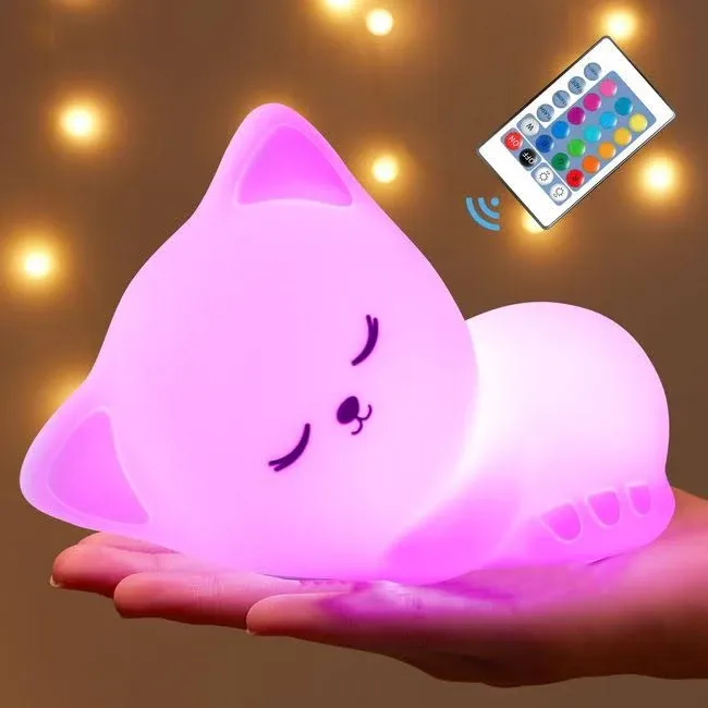 Mubarek Baby Night Light for Kids, 16 Colors Dimmable Kids Night Light, Remote Silicone Night Lights for Kids Room,1200m