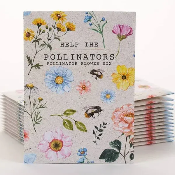 Bentley Seed Co. | Help Pollinators Kraft Bee! | 25 Non-GMO, Non-Coated Pollinator Wildflower Seed Packets | Flower Seeds Fro Planting | Garden Seed to Grow Live Plants | A Beautiful Gift