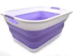 SAMMART Collapsible Plastic Laundry Basket Foldable Pop Up Storage Container Organizer - 2 Handled - LT Purple