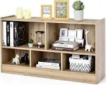 Kids 2-Shelf Bookcase 5-Cube Wood Toy Storage Cabinet Organizer Natural