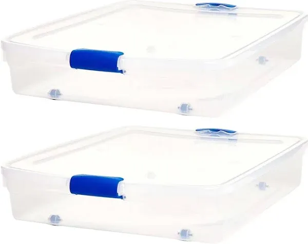 Homz 56 Underbed Clear Plastic Latching Storage Container