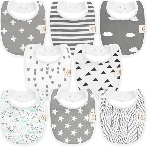 8-Pack Organic Baby Bibs for Boys, Girls - Soft Cotton Drooling and Sweet Charm