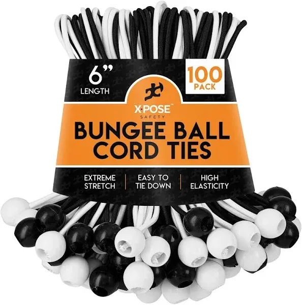 Xpose Safety Bungee Ball Cords 25 Pack Heavy Duty Assorted Colors Stretch Rope with Ball Ties for Canopies