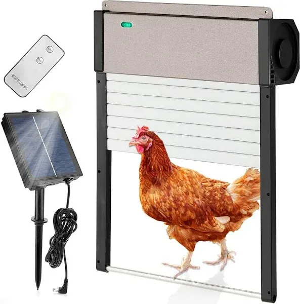 Chicken Coop Automatic Door Solar Powered Chicken Door Opener with Timer & Light Sensor