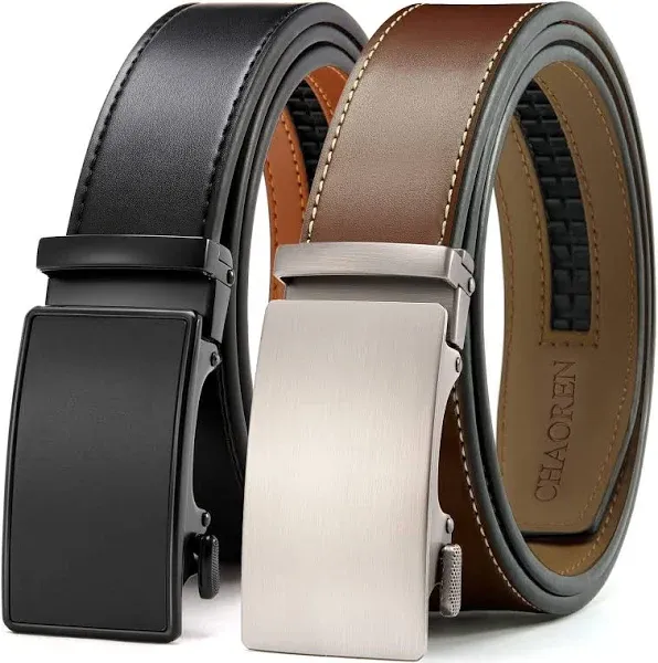 CHAOREN Leather Ratchet Belt Men 2 Pack - Customizable Fit, Effortless Style (35mm)