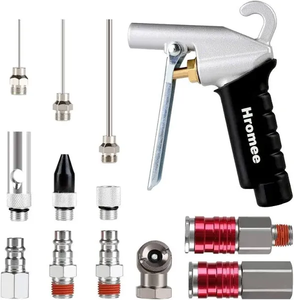 High Flow Air Blow Gun Kit with Nozzles Tips and Extensions 13 Pieces Air Com