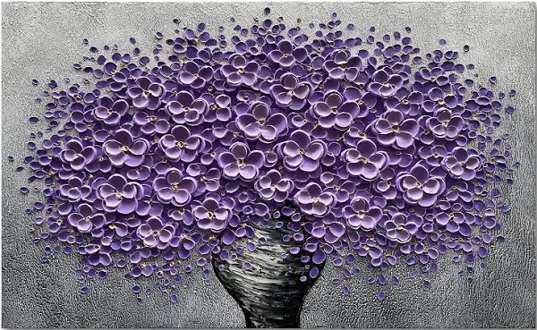  hand-painted purple 3D flower decorative oil painting, flower wall EFT026