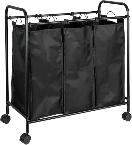 Triple Laundry Sorter with Removable Bags, Black/Gray