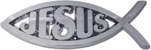 Christian Fish Jesus Chrome Emblem