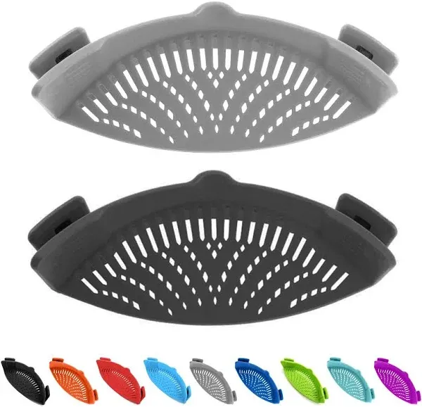 2 Pcs Clip on Strainer Pot Strainer for Pasta Meat Vegetables Fruit Silicone ...