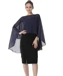 Baoqiya Chiffon Capes Sheer Capelets Long Cape Poncho for Women Plus Size