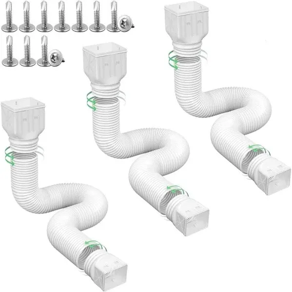 Rodnsurw 2 Pack Flexible Rain Gutter Downspout Extensions