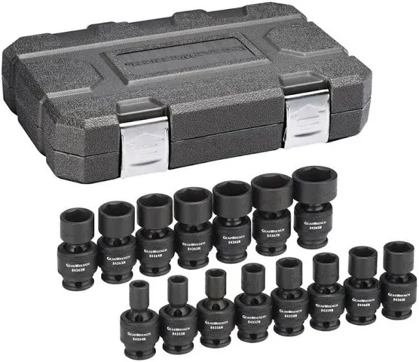 Gearwrench 84918N 15 Piece 3/8" Drive 6 Point Standard Universal Impact Metric Socket Set