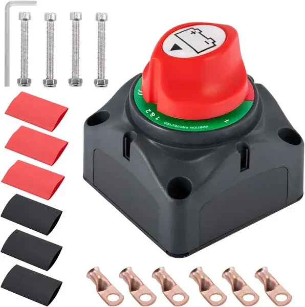 Battery Switch 12-48V Battery Power Cut Off Master Switch Disconnect Isolator Car Vehicle RV Boat On/Off