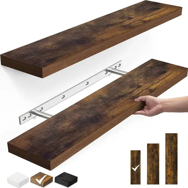  Floating Shelves, Wall Mounted Rustic Wood Shelves 22.5 inches Rustic Brown