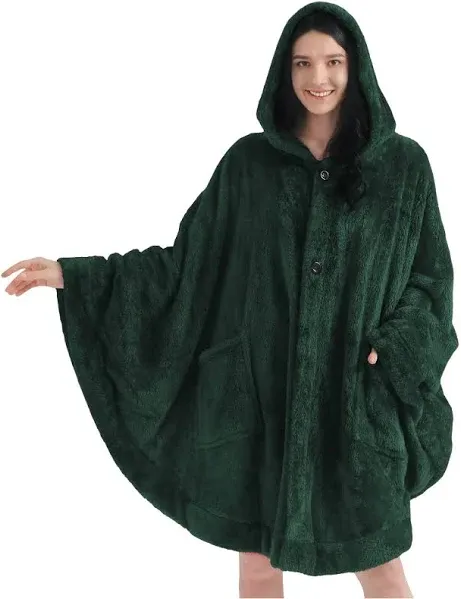 Angel Wrap Hoodie Sherpa Fluffy Poncho Blanket