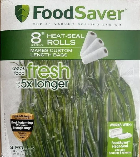 FoodSaver Vacuum Sealer Bags Rolls for Custom Fit Airtight Food Storage and