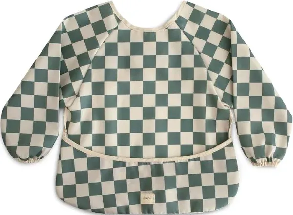 Mushie Long Sleeve Bib - Olive Check