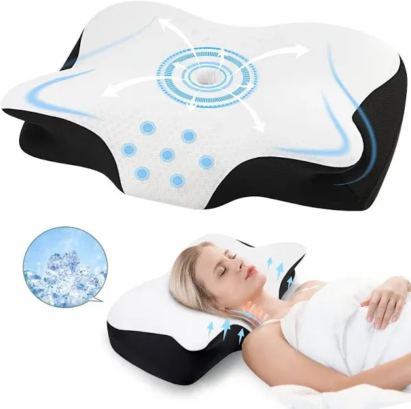 DONAMA Cervical Pillow for Pain Relief Sleeping, Memory Foam Orthopedic Contour Neck Pillows for Bed with Breathable Pillowcase, Ergonomic Neck