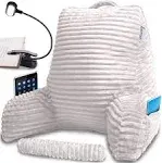 Homie Reading Pillow with Wrist Support, Has Arm Rests, and Back Support for Bed Rest, Lounging, Reading, Working On Laptop, Watching TV (White)