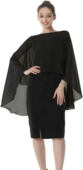 Chiffon Capes Sheer Capelets Bridal Shawls And Wraps Cape Long Plus Size Ponc...