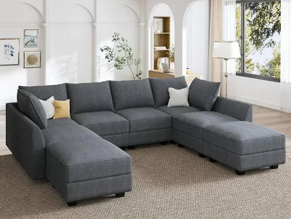 Honbay Modular Sectional Sofa Sofa with Ottomans U Shaped Sectional Couch