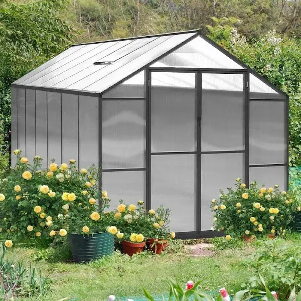 Veikous Aluminum Walk-In Garden Greenhouse Kit and Lockable Door