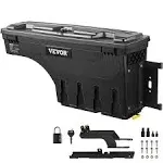 VEVOR Truck Bed Storage Box, Lockable Lid, Waterproof ABS Wheel Well Tool Box 6.6 Gal/20 L with Password Padlock, Compatible with Super Duty 2017