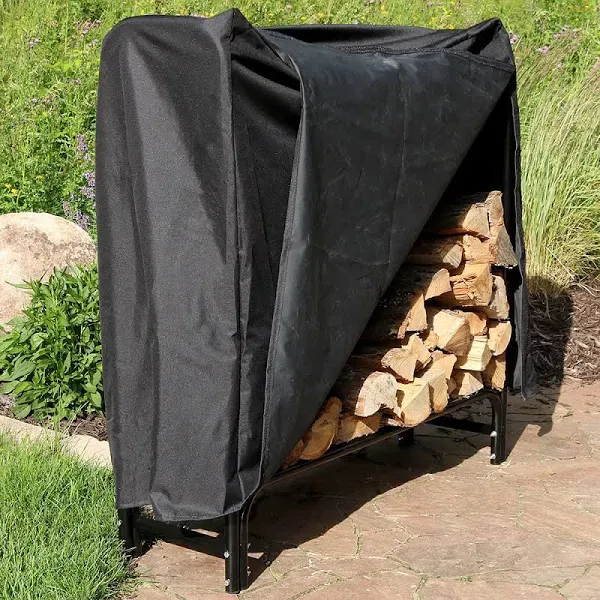 Sunnydaze Decor 8' Outdoor Firewood Log Rack Cover Combo