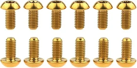 12Pcs Ti Titanium Bolts Torx M5x10 Bicycle Bike Disc Brake Cycle Rotor Screws Gr5 (Gold)