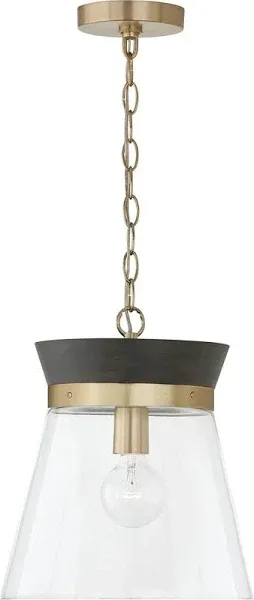 Capital Lighting Finn 1 Light Pendant White Wash/Matte Brass