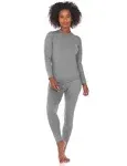 Thermajane Long Johns Thermal Underwear for Women Fleece Lined Base Layer Pajama Set Cold Weather (Large, Grey)