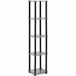 Furinno 99132GYW-BK Turn-N-Tube 5-Tier Corner Square Rack Display Shelf  Fren...