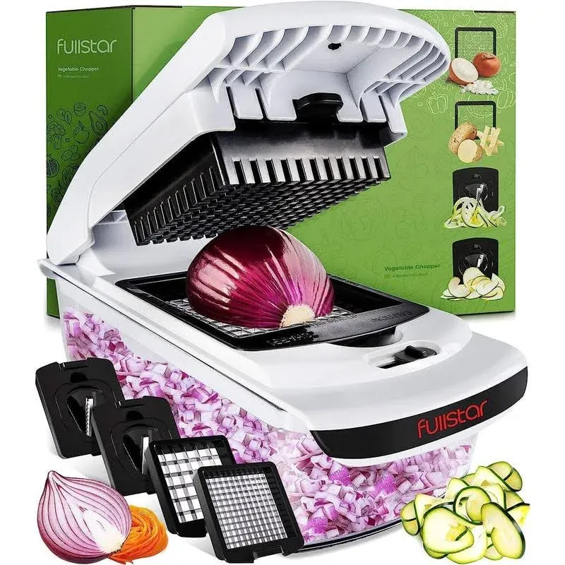 Fullstar Vegetable Chopper - Spiralizer Vegetable Slicer - Onion Chopper with Container