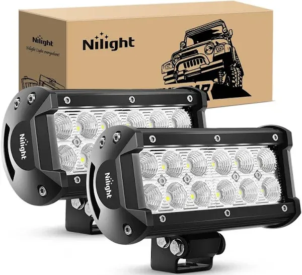 Nilight LED Light Bar 2PCS 36W 6.5Inch Spot LED Off Road Lights Super Bright Driving Fog Light Boat