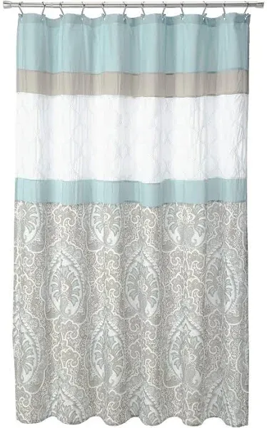 510 Design Shawnee Embroidered Shower Curtain in Blue | Bed Bath & Beyond