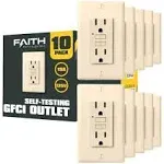 Faith 10-Pack 15A GFCI Outlets, Non-Tamper-Res<wbr/>istant GFI Duplex Receptacles...