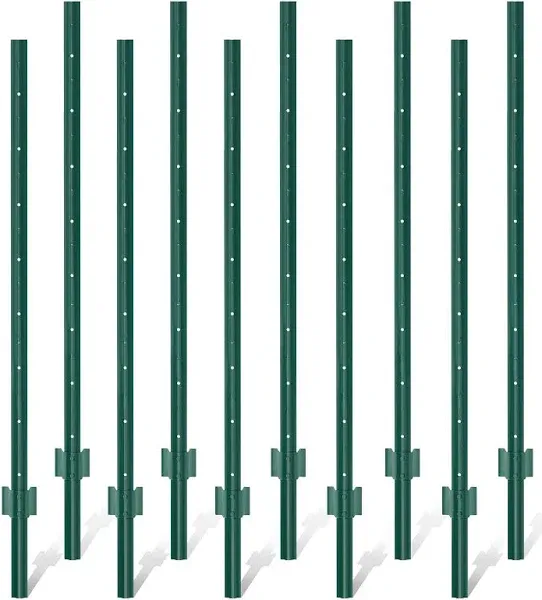 4 Feet Sturdy Metal Fence Posts Pack of 10 No Dig Garden U Post for Yard Outdoor