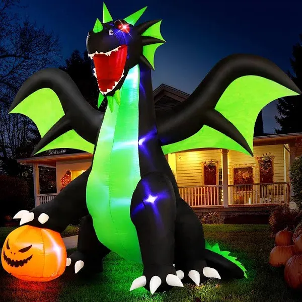 Halloween Inflatable Dragon Outdoor Decorations : 9FT Large Blow Up Yard Dragon