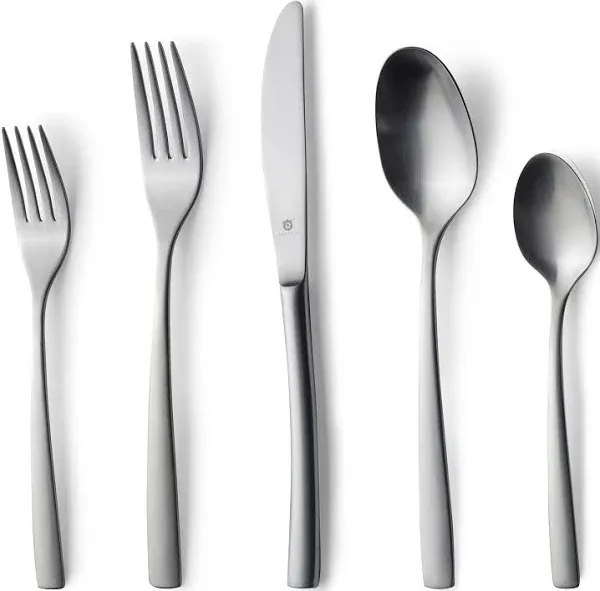 DANIALLI 60 Piece Matte Silverware Set For 12 18 10 Stainless Steel Satin Silverware Set