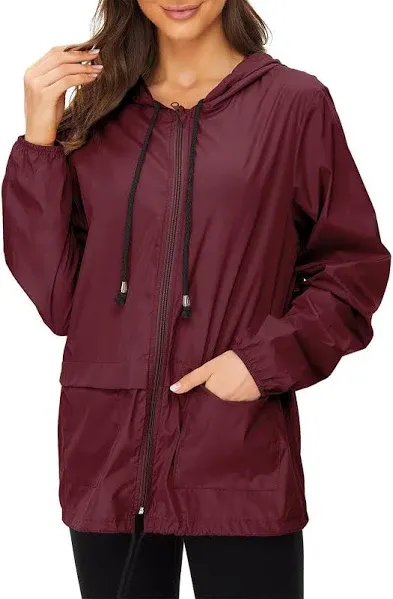 Avoogue Raincoat Women Lightweight Waterproof Rain Jackets Packable Outdoor Hooded Windbreaker