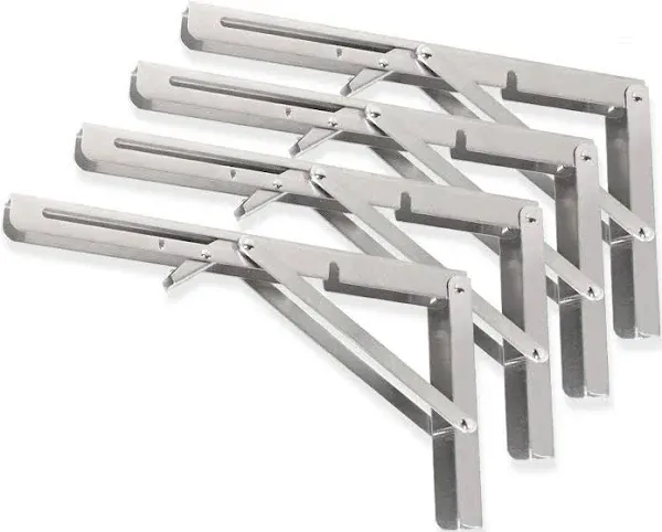 Folding Shelf Brackets - Heavy Duty Stainless Steel Collapsible Shelf Bracket...