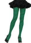 Leg Avenue Women's Nylon Striped Tights, Black/Kelly Green, OS