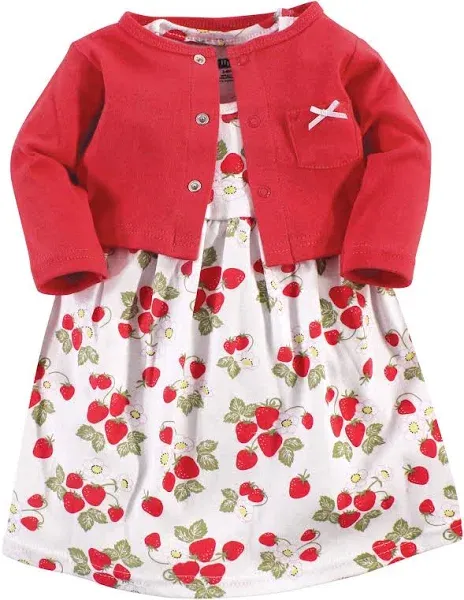 Hudson Baby Cotton Dress, Cardigan and Shoe Set