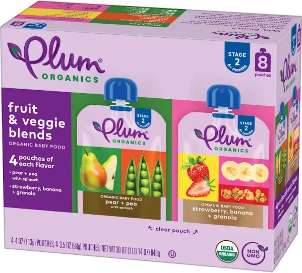 Plum Organics Stage 2 Organic Baby Food Fruit & Veggie Variety Pack