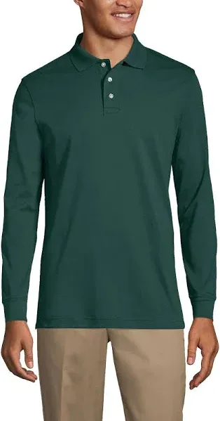 Lands' End School Uniform Kids Long Sleeve Interlock Polo Shirt