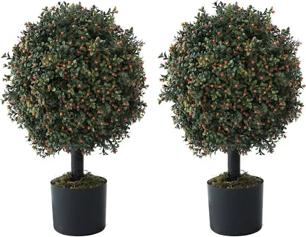 22'' Artificial Boxwood Topiary Ball Tree (2-Pack)