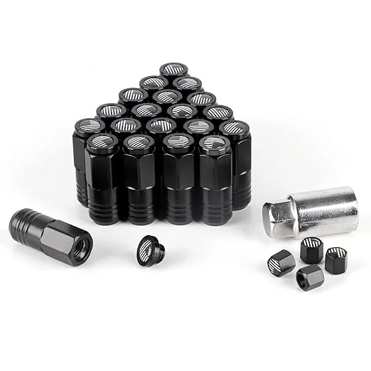 M12x1.5 Lug Nuts 20pcs with American Flag End Cap Compatible with Chevy Impala Honda Accord CRV Civic Ford Focus Wheel（Black）