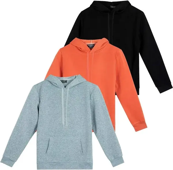 Real Essentials 3 Pack: Women's Fleece Long-Sleeve Pullover Hoodie Active Sweatshirt Kangaroo Pocket - (Available In Plus)