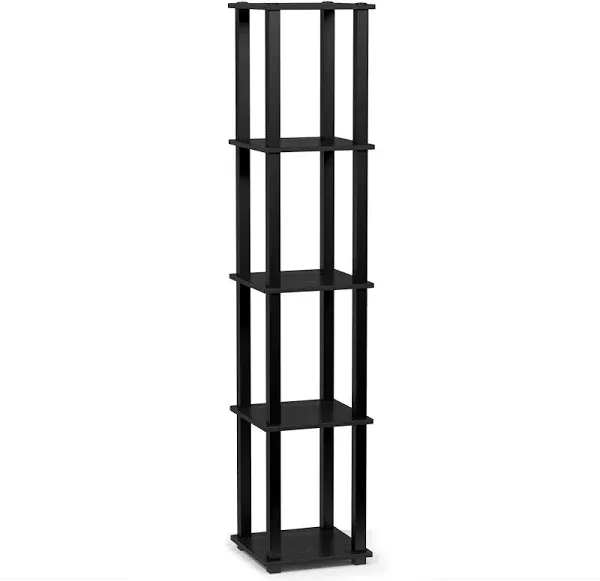  Turn-N-Tube 5-Tier Corner Square Rack Display Shelf, Round Tube Espresso/Black